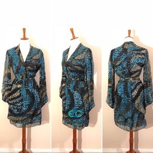 Laundry by Shelli Segal chiffon long sleeve dress